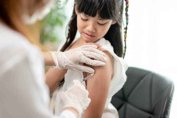 istock Successful covid-19 vaccination. cute little girl while being immunized against coronavirus 1415308755