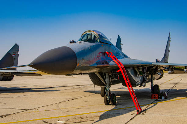 Russian Mig-29 jet fighter aircraft of Serbian Airforce. This multi role fighter aircraft was introduced at July 1982 .