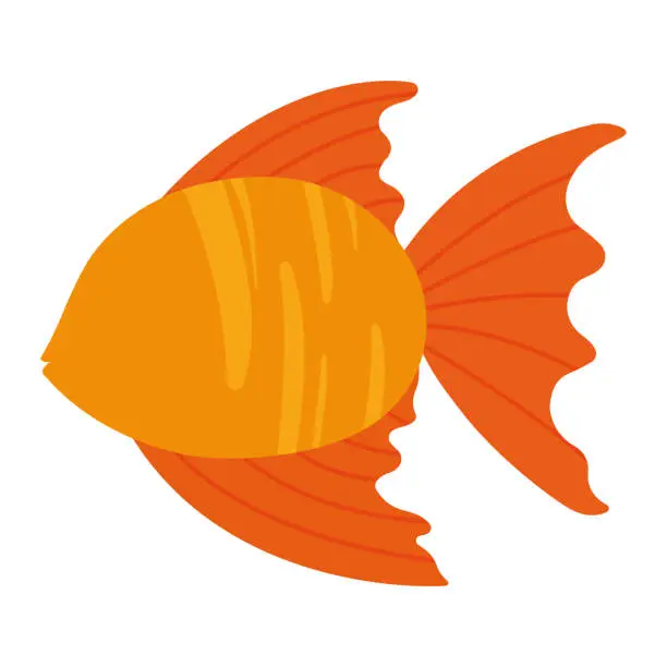 Vector illustration of Orange Gold Fish Cartoon Animated Icon Clipart Faceless without Face