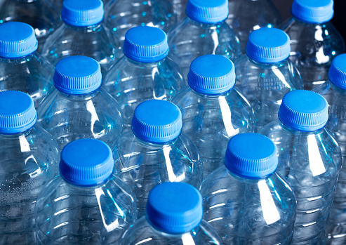 Close up photo of plastic bottles . Waste management concept.