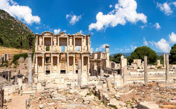 istock Celsius library on curetes street in Ephesus ancient city. 1415322641