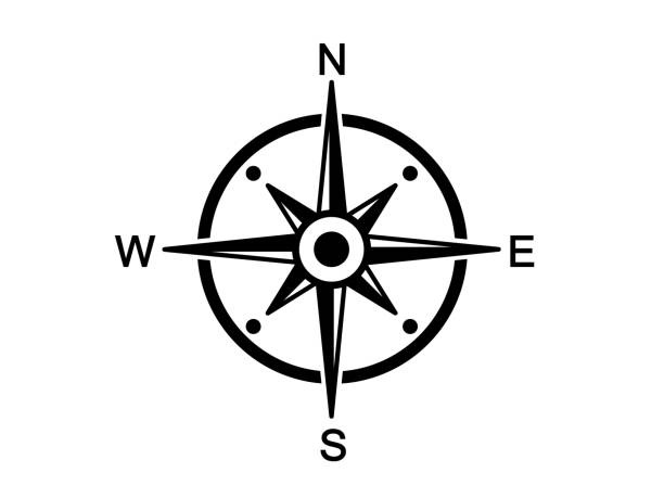 Wind Rose. Vector compass Wind Rose. Vector compass on an isolated background. Direction North, West, South, East. Vector symbol. nautical compass stock illustrations