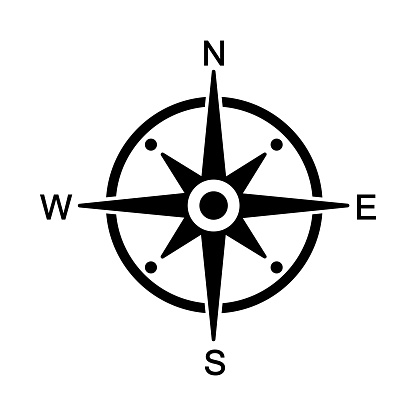 North symbol.  Vector compass on an isolated background. Direction North. Vector compass icon