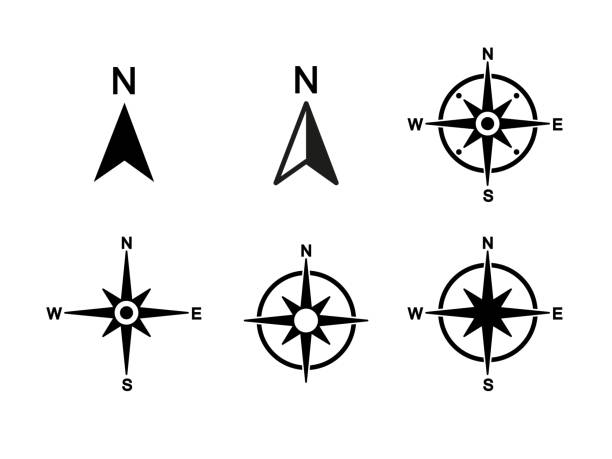 illustrations, cliparts, dessins animés et icônes de symbole nord.  boussole vectorielle - south china sea