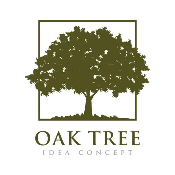 Vector illustration of Oak Tree Illustration Design Vector