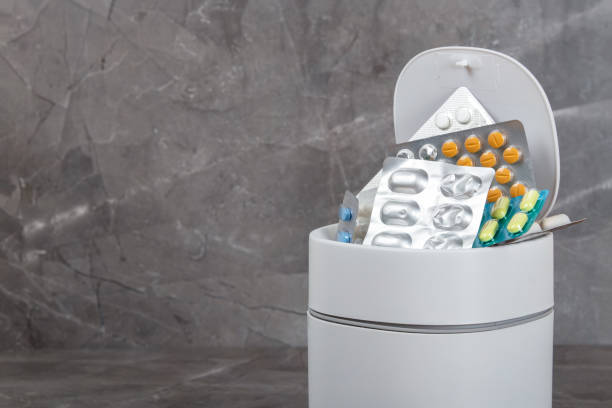 Expired pills collected in rubbish bin