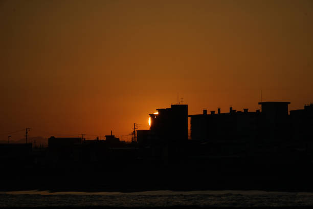 istock Silhouette of Hakodate and dusk 1415327757