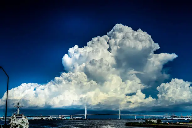 Summer sending cloud and Yokohama Baybridge. Shooting Location: Yokohama-city kanagawa prefecture