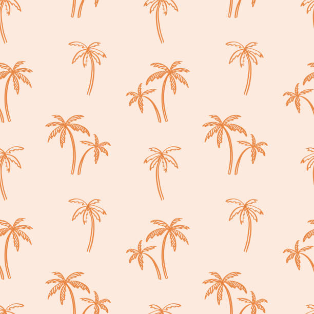 Palm tree vector seamless pattern. tropical summer background Palm tree vector seamless pattern. tropical summer background. Beach hand drawn simple boho repeat texture. Modern textile, print, wallpapers, wrapping paper. drawing of the hawaii islands stock illustrations