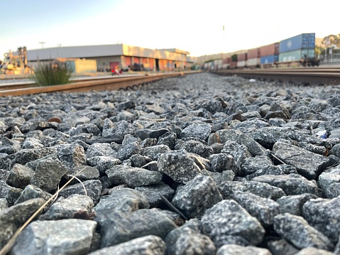 A very unique perspective of the outskirts of a rail yard