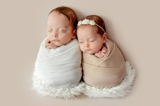 ritratto neonato - twin newborn baby baby girls foto e immagini stock