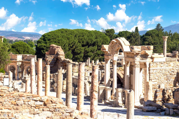 istock Celsius library on curetes street in Ephesus ancient city. 1415341382