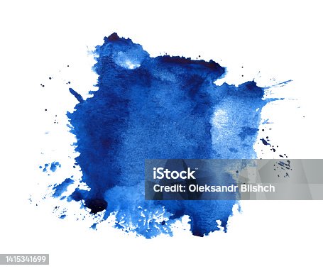 istock Blue watercolor shape isolated on white background 1415341699