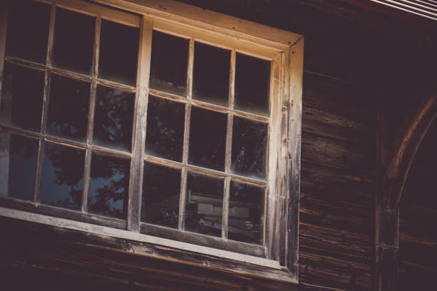 istock Old wall of old wooden construction 1415341811