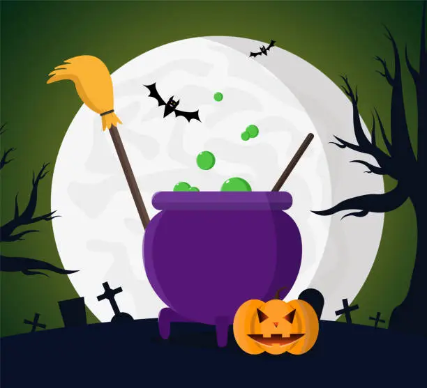 Vector illustration of Bright composition on the theme of Halloween.