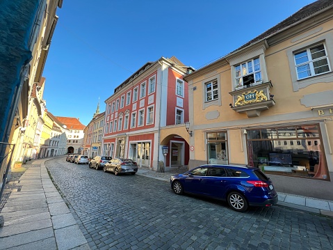 Bautzen, Germany - August 7 - 2022 Typical street in the historic district.