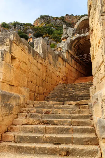 Photo of Ruins of ancient Greek-Roman theatre of Myra in Demre, Antalya province in Turkey