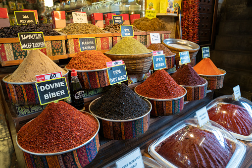 Different spices on a Turkish bazaar.