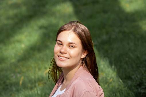 portrait of a young girl in the park. Austria, Salzburg. High quality photo