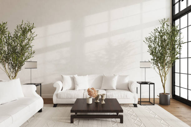 istock Hampton style living room. Home interior design 3d render illustration in pastel colors. 1415352917