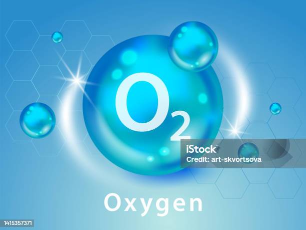 산소 O2 분자 모델 파란색 배경 벡터 일러스트레이션 산소 화장품 생태학 및 생화학 개념 3d 벡터 일러스트 레이 션 0명에 ...
