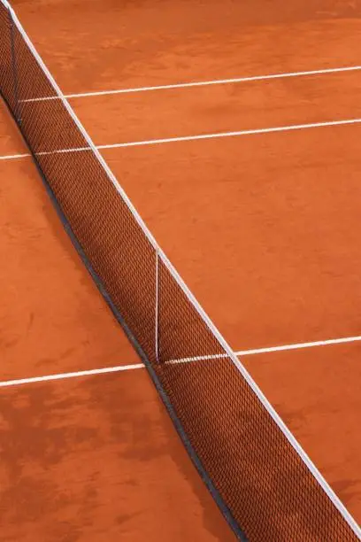 Net from a clay tennis court