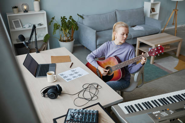 istock Young Female Musician at Home 1415362015
