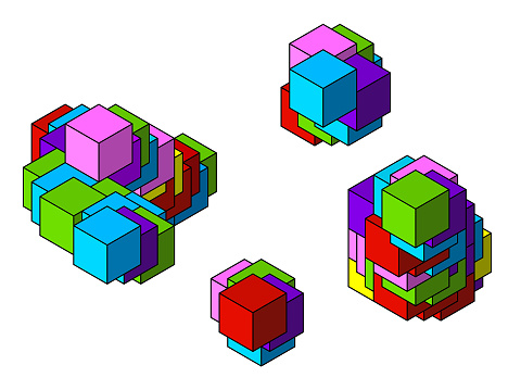 set of multi color block