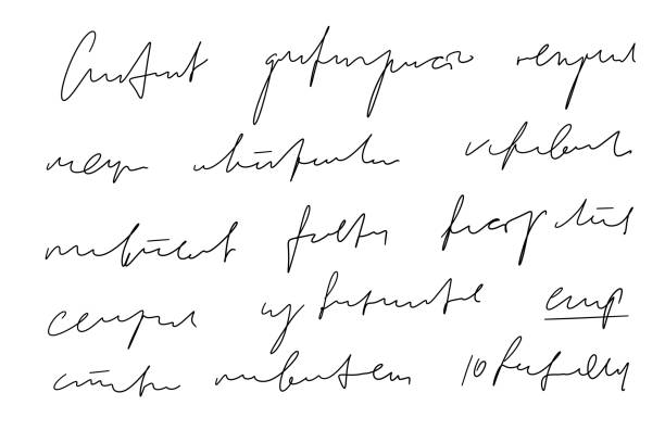 istock Handwritten Unreadable illegible text. Abstract handwriting of fictional language. 1415363992