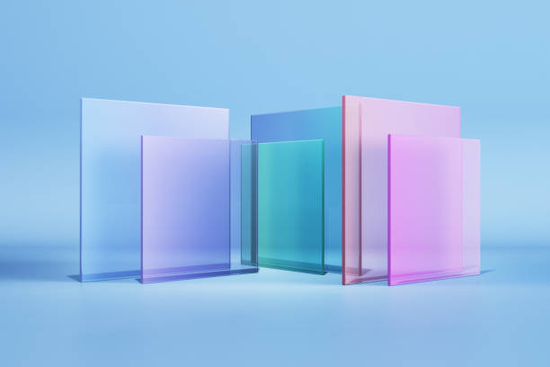 istock Abstract colorful square glass on blue background. Decor and design banner concept. 3D Rendering. 1415364530
