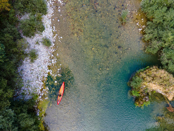 istock Directly Above a Man Canoeing on River in Summer 1415368676