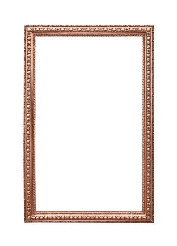 copper colored picture frame isolated on white