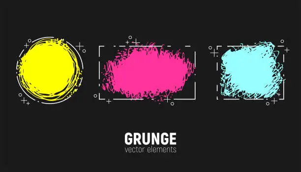 Vector illustration of Grunge backgrounds set. Vector brush strokes. Area for text