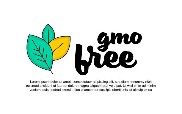 Vector illustration of GMO free icon. Label design for natural product.