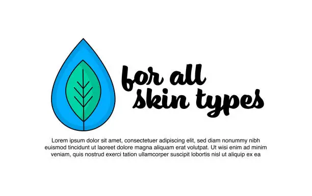 Vector illustration of For all skin types icon. Label design for package