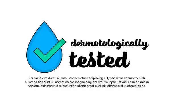 Vector illustration of Dermotologically tested icon. Label design for natural product.