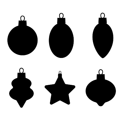 Set of silhouettes of Christmas balls. Vector illustration