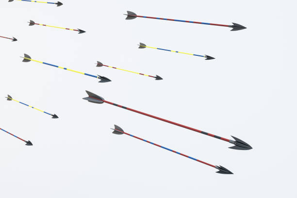 istock Many arrows on white background. Challenge, guide and goal concept. 3D Rendering. 1415376826