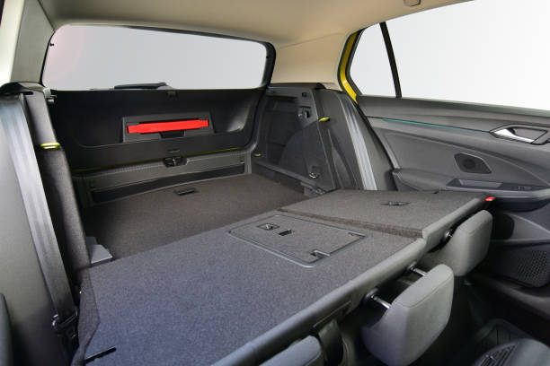 istock Trunk of car with rear seats folded, inside view 1415378778