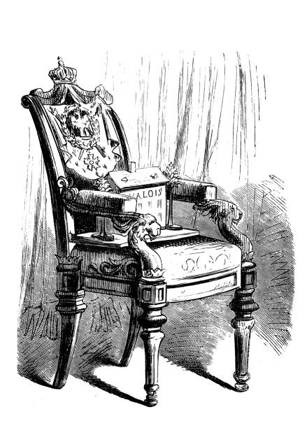 das haus valois auf dem französischen thron - crown king illustration and painting engraving stock-grafiken, -clipart, -cartoons und -symbole