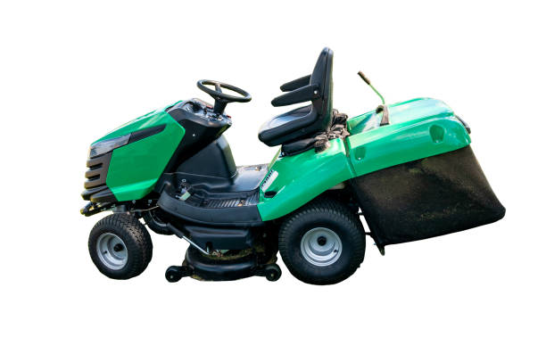 Isolated Blue Petrol Lawn Mower