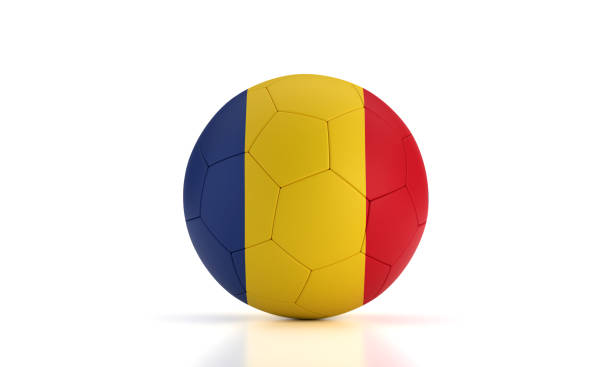 istock Soccer Ball Textured With Romanian Flag On White Background 1415386748