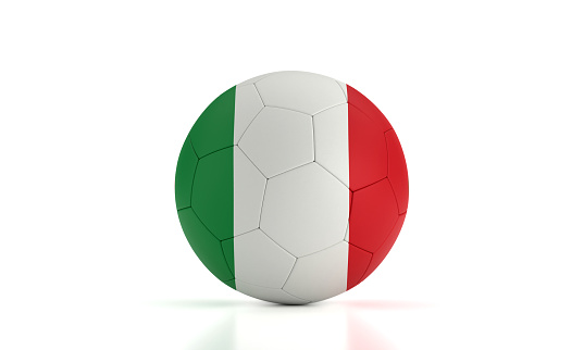 Soccer Ball Textured With Italian Flag On White Background. World Cup Qualifiers
