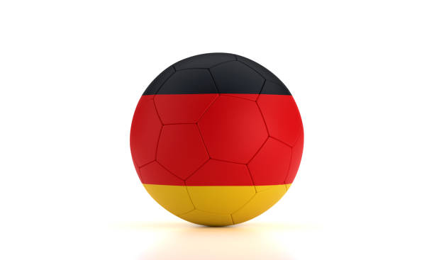 istock Soccer Ball Textured With German Flag On White Background 1415387393