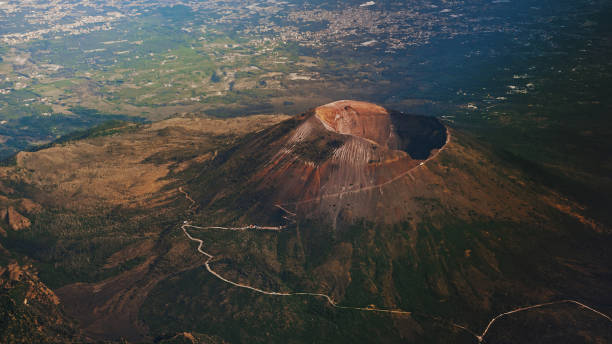 Italian Vesuvius volcano from the air. stock photo