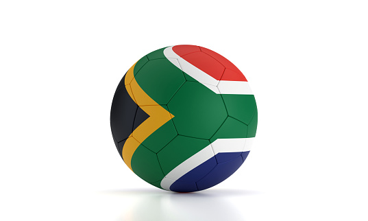 Soccer Ball Textured With South African Flag On White Background. World Cup Qualifiers