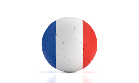 Soccer Ball Textured With French Flag On White Background. World Cup Qualifiers