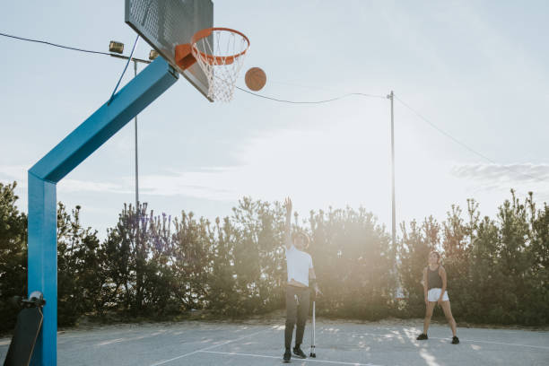 istock Leg injury won't stop me from having fun with friends. 1415387767