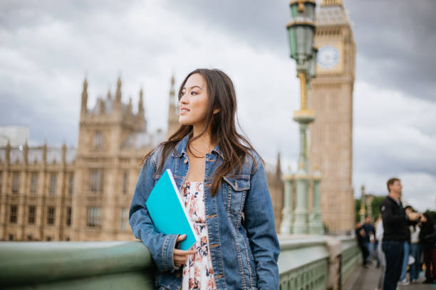 istock Happy Asian female student in London 1415393581