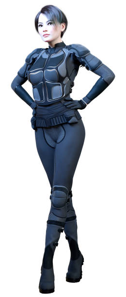 istock 3D Rendering Female Sceince Fiction Warrior on White 1415397983